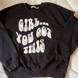 Bershka Black Graphic Crewneck Sweatshirt